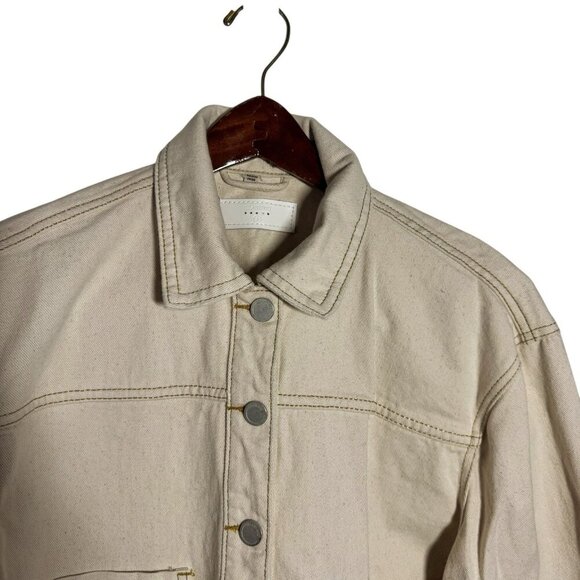 Blank NYC Casa Blanca cream Denim Jean Oversized Jacket womens size small - Picture 4 of 8